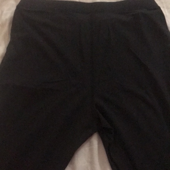 Medium Calvin Klein black leggings w/faux leather tux stripe down legs. See desc - Picture 7 of 8